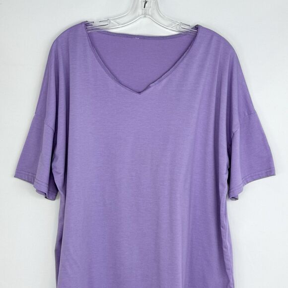Women Blouse Size 2XL Pretty Purple Pull Over Short Sleeve! - Picture 3 of 11